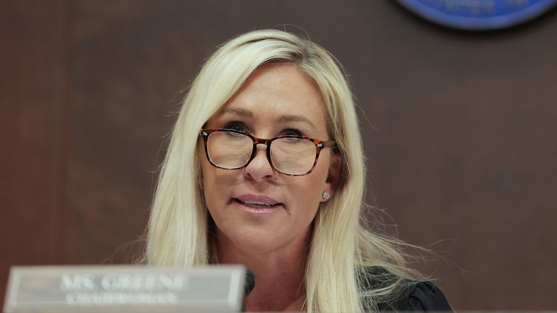 Marjorie Taylor Greene speaking during a Congressional committee meeting