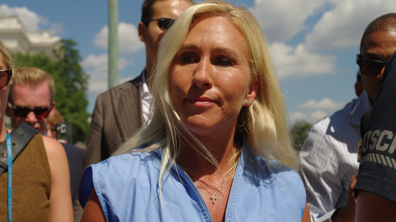 Marjorie Taylor Greene speaking to the press