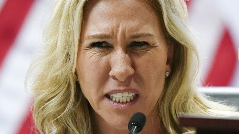 Rep. Marjorie Taylor Greene of Georgia speaking at an event