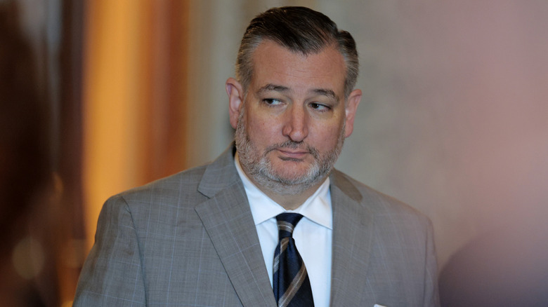 Ted Cruz looking sideways in a grey suit
