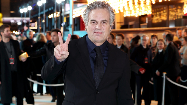 Mark Ruffalo showing a peace sign