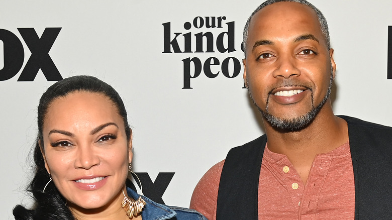 Egypt Sherrod and Mike Jackson pose on the red carpet together