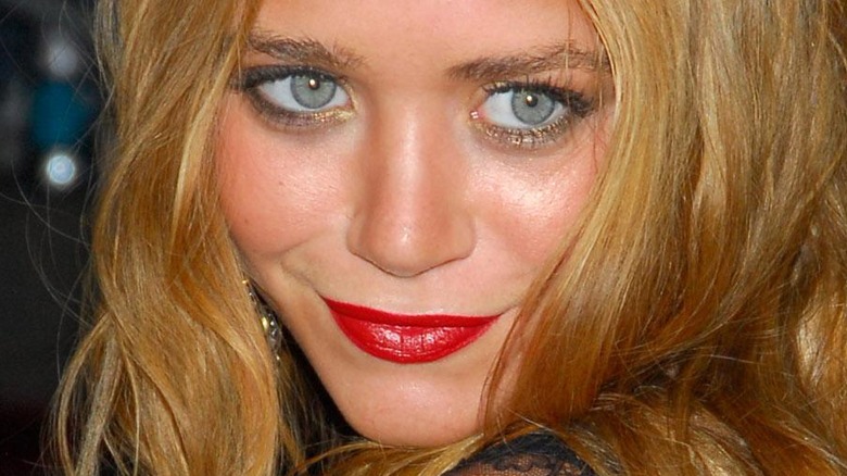 Mary-Kate Olsen with a bold red lip 
