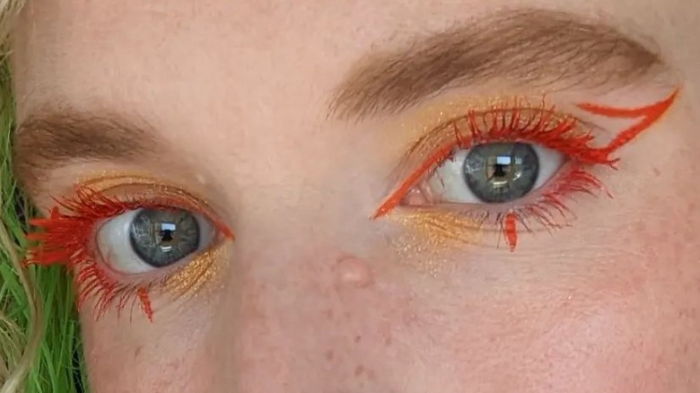 orange mascara and eyeliner makeup