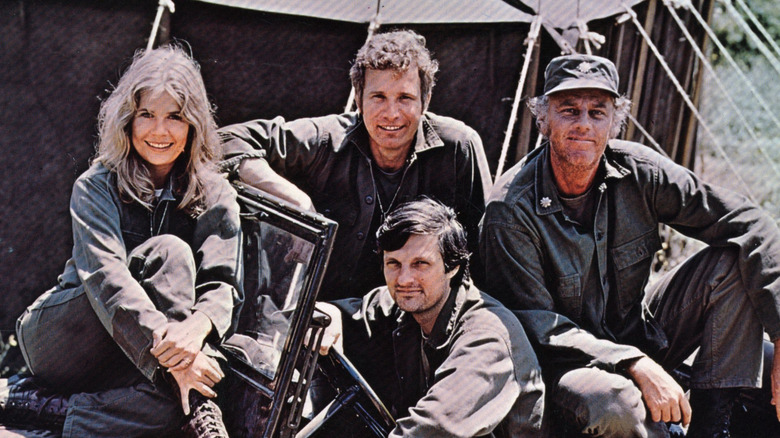 Loretta Swit and fellow M*A*S*H castmates on the set of the show