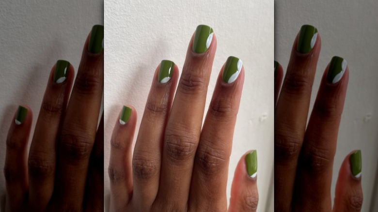 Abstract matcha latte nails