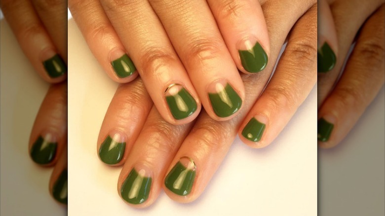 Half moon matcha latte nails