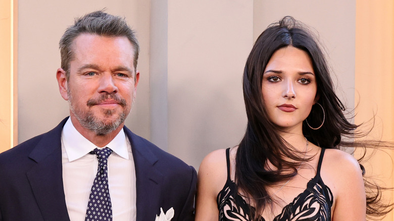 Matt Damon and Isabella Damon attend "The Odyssey" New York Premiere at AMC Lincoln Square Theater on July 14, 2026 in New York City.