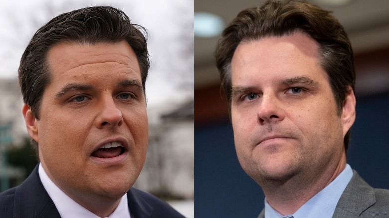 Split image of Matt Gaetz from 2017 and Matt Gaetz from 2022