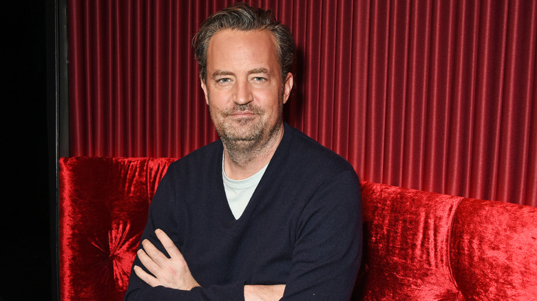 Matthew Perry posing for photos