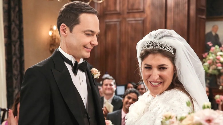 Jim Parsons and Mayim Bialik in the season 11 finale of "The Big Bang Theory"