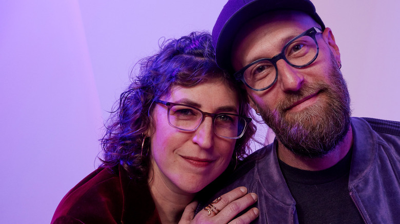 Jonathan Cohen and Mayim Bialik cozying up