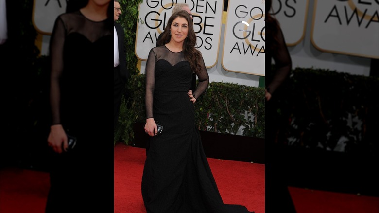 Actress Mayim Bialik arrives at the 71st Annual Golden Globe Awards held at The Beverly Hilton Hotel.