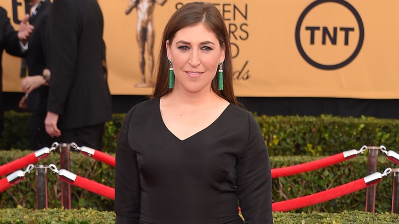 Bialik attends the Screen Actors Guild Awards and poses on the red carpet