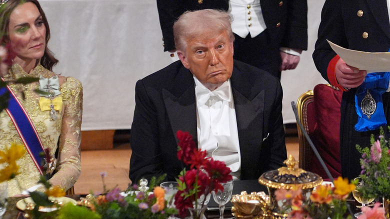 Donald Trump sitting next to Catherine, Princess of Wales at the state banquet in the UK