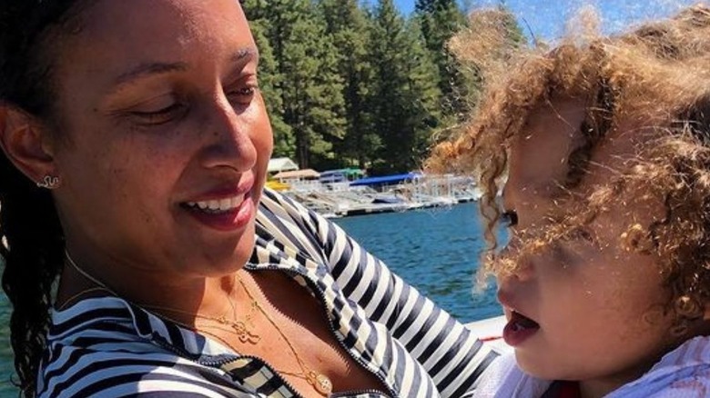 Anika Poitier and child posing