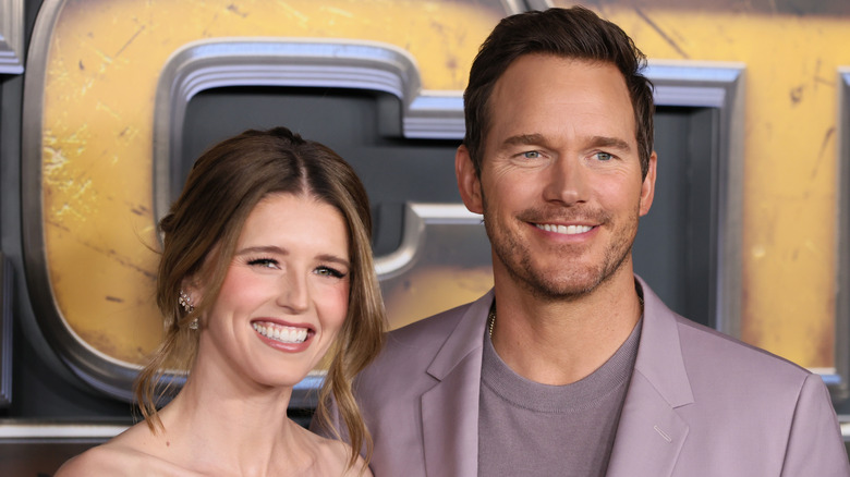 Katherine Schwarzenegger smiling with Chris Pratt