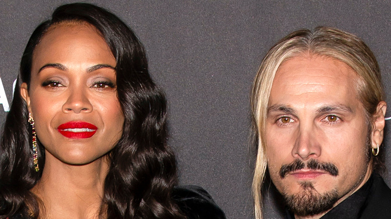 Zoe Saldana and husband Marco Perego Saldana at an event