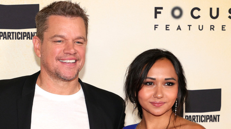 Matt Damon and Alexia Barroso smiling