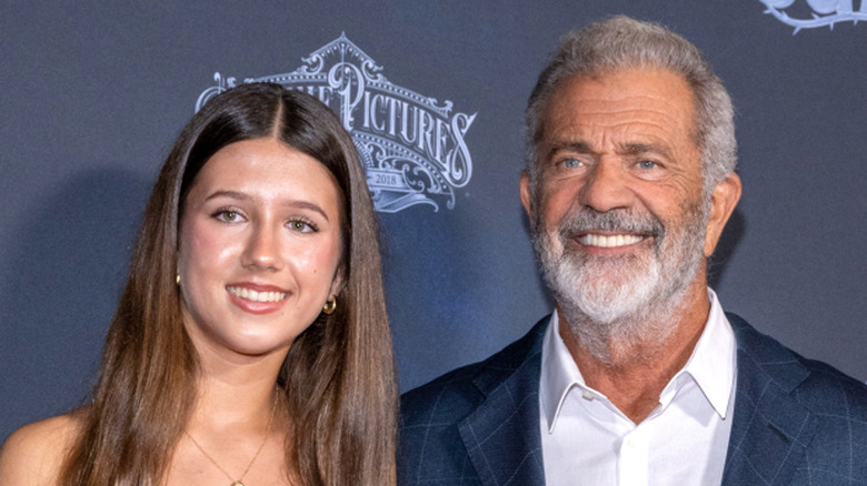 Lucia Gibson and Mel Gibson on step-and-repeat
