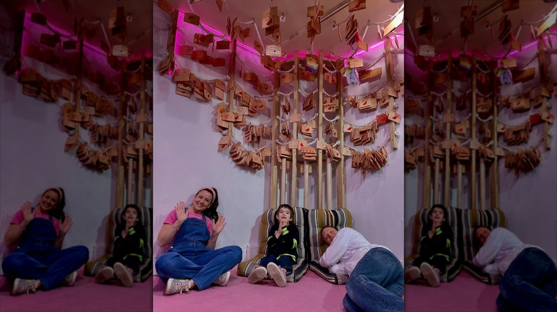 Ms. Rachel, a kid, and Aron Accurso laying down in a room at the Children's Museum of Manhattan