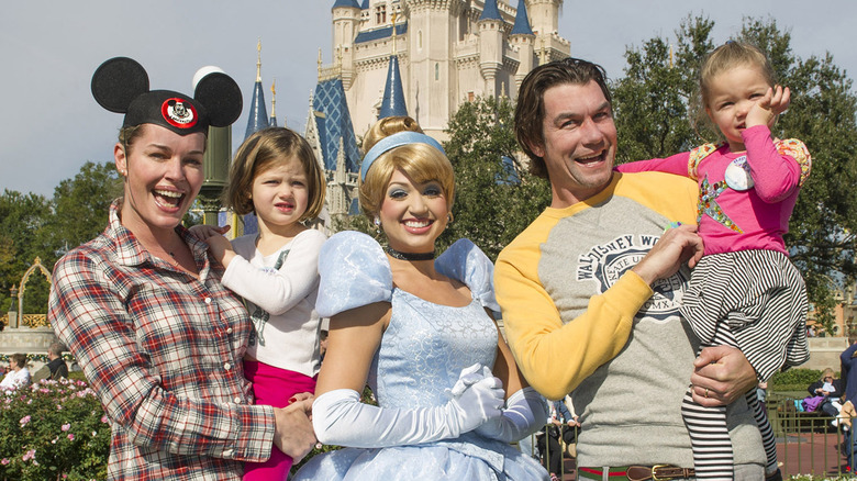 Rebecca Romijn and Jerry O'Connell with daughters and Cinderella