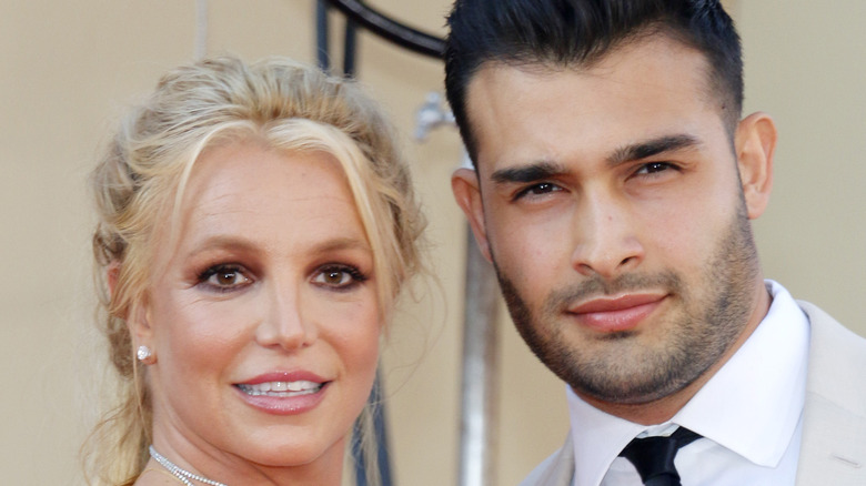 Britney Spears and Sam Asghari posing