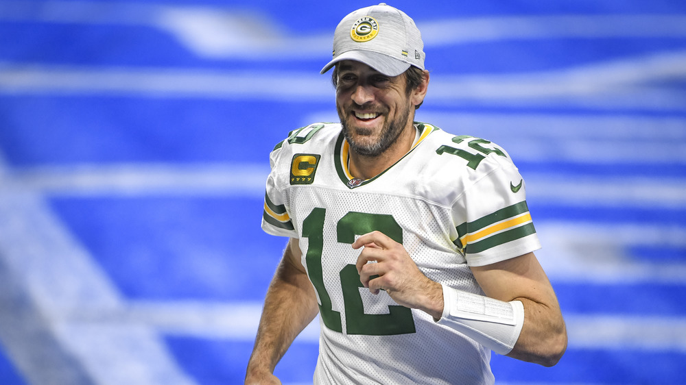 Green Bay's Aaron Rodgers smiling