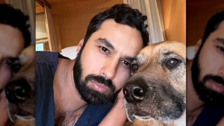 Kunal Nayyar posted a picture of Kunal Nayyar pouting with his dog Boba Fett on Instagram (2021)