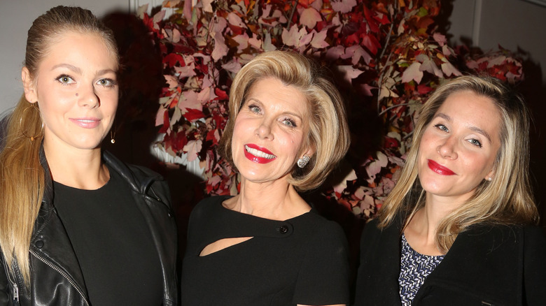 Lily Cowles, Christine Baranski and Isabel Cowles smiling and posing at The Manhattan Theatre Club's Fall Benefit in New York City (2015)