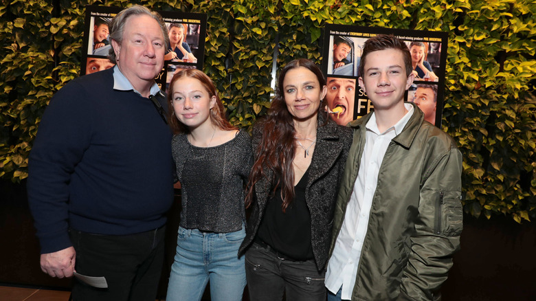 Justin Bateman and Mark Fluent with their kids