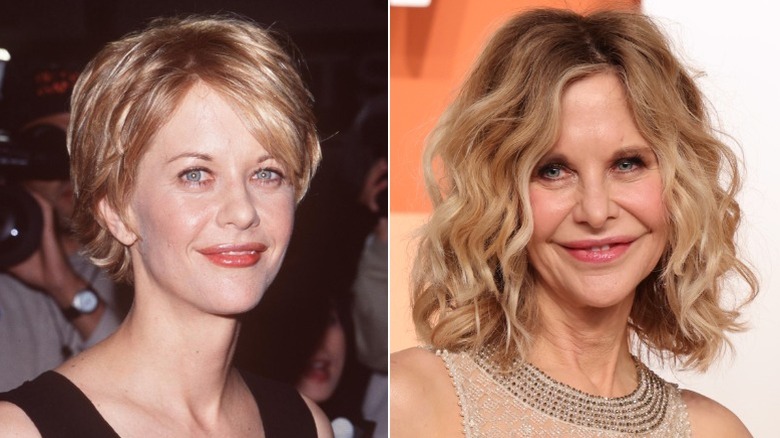 Split image of Meg Ryan in 1998 and in 2025
