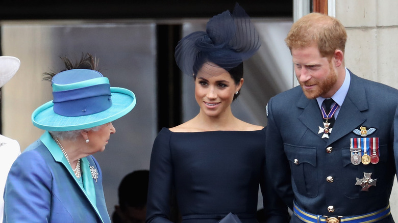 Queen Elizabeth with Harry and Meghan 