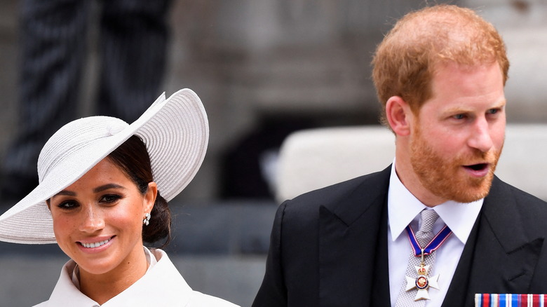 Meghan Markle and Prince Harry attend the thanksgiving service at the Platinum Jubilee