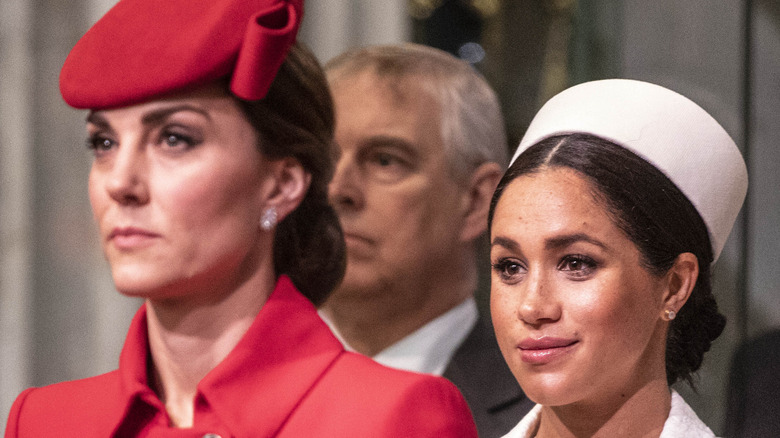 Kate Middleton stern Meghan Markle white hat