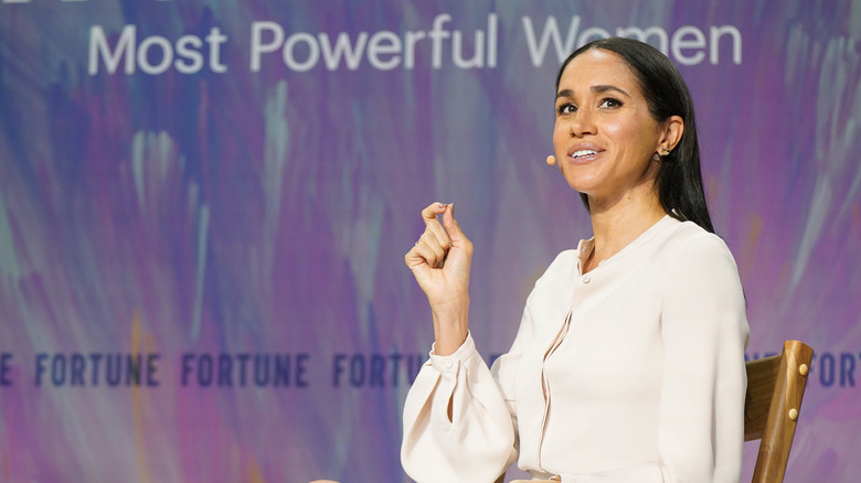 Meghan Markle wite blouse Most Powerful Women event