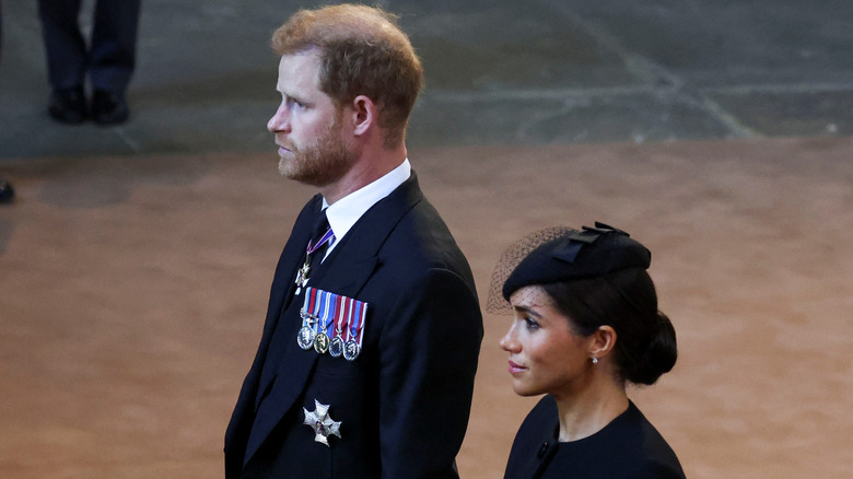 Prince Harry and Meghan Markle at the Queen's funeral 
