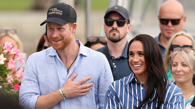 Prince Harry and Meghan Markle smiling