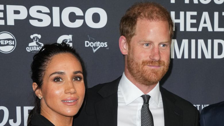 Meghan Markle, Duchess of Sussex and Prince Harry, Duke of Sussex, attend the Project Healthy Minds 3rd Annual Gala at Spring Studios on October 09, 2025 in New York City.