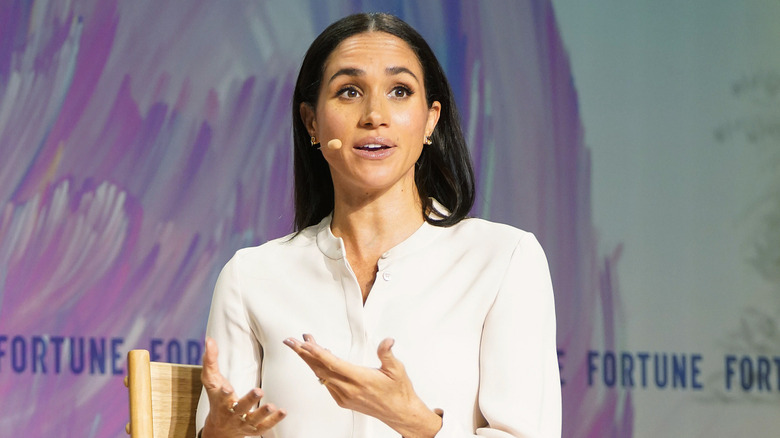 Meghan Markle speaking on stage
