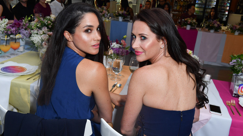 Meghan Markle and Jessica Mulroney attend the Instagram Dinner held at the MARS Discovery District on May 31, 2016 in Toronto, Canada.