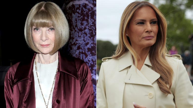 Side-by-side images of Anna Wintour and Melania Trump