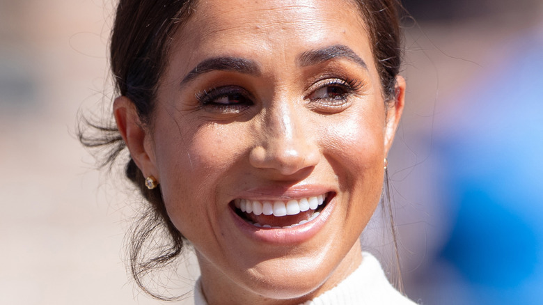 Meghan Markle smiling at engagement 