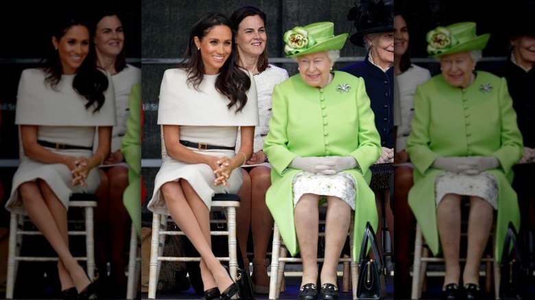 Meghan Markle and Queen Elizabeth smiling