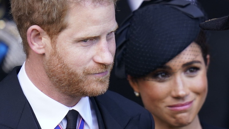 Prince Harry and Meghan Markle leaving Westminster