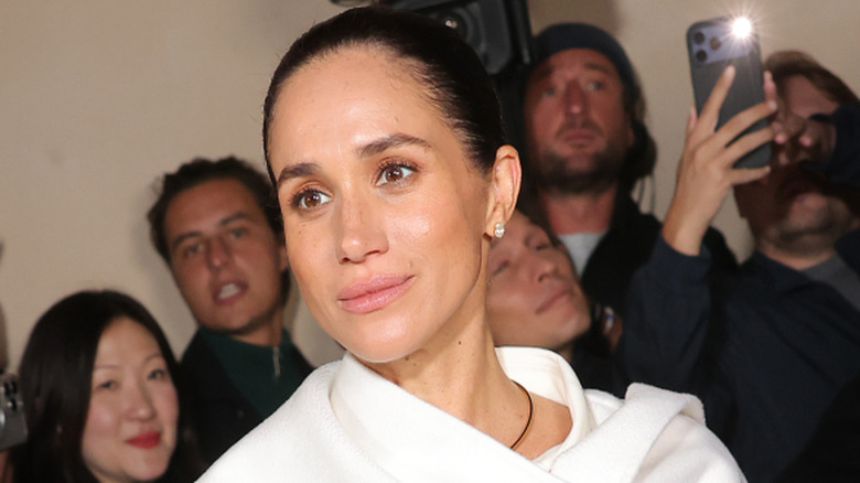 Meghan Markle, Duchess of Sussex attends the Balenciaga Womenswear Spring/Summer 2026 show as part of Paris Fashion Week on October 04, 2025 in Paris, France.
