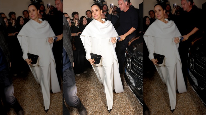 Meghan Markle in white at Paris Fashion Week 2025
