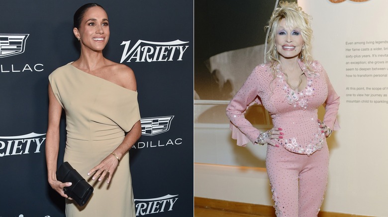 Side-by-side image of Meghan, Duchess of Sussex and Dolly Parton