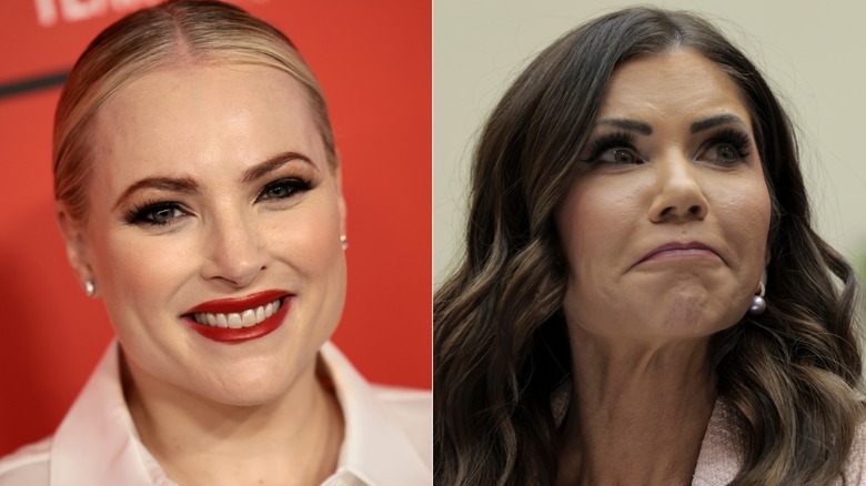 Side-by-side images of Meghan McCain and Kristi Noem