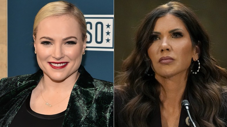 Side-by-side images of Meghan McCain and Kristi Noem